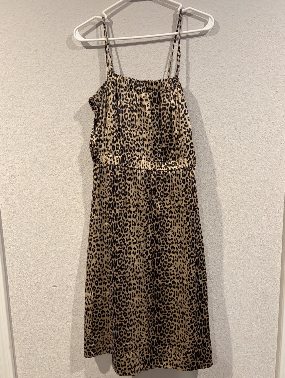 Charlotte Tarantola Womens Classic Casual Cheetah Print Silk Slip Dress Size Med